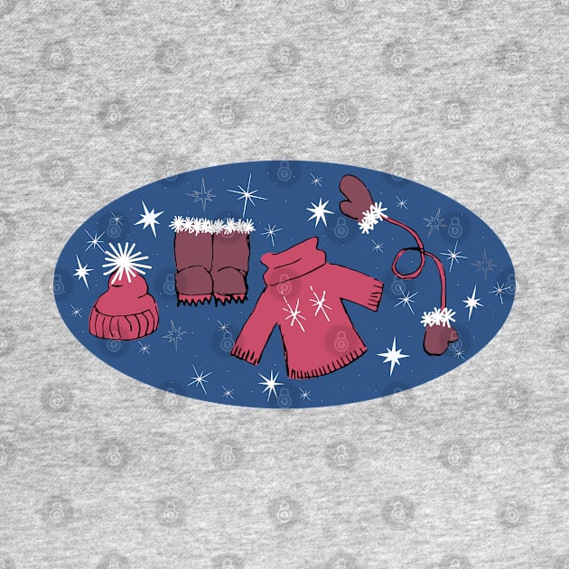 Winter weather snow lover gear cartoon illustration by Angel Dawn Design